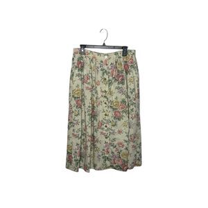 VTG Jantzen Classics Skirt Size 16 Floral Pleated Midi Button Front Cottagecore